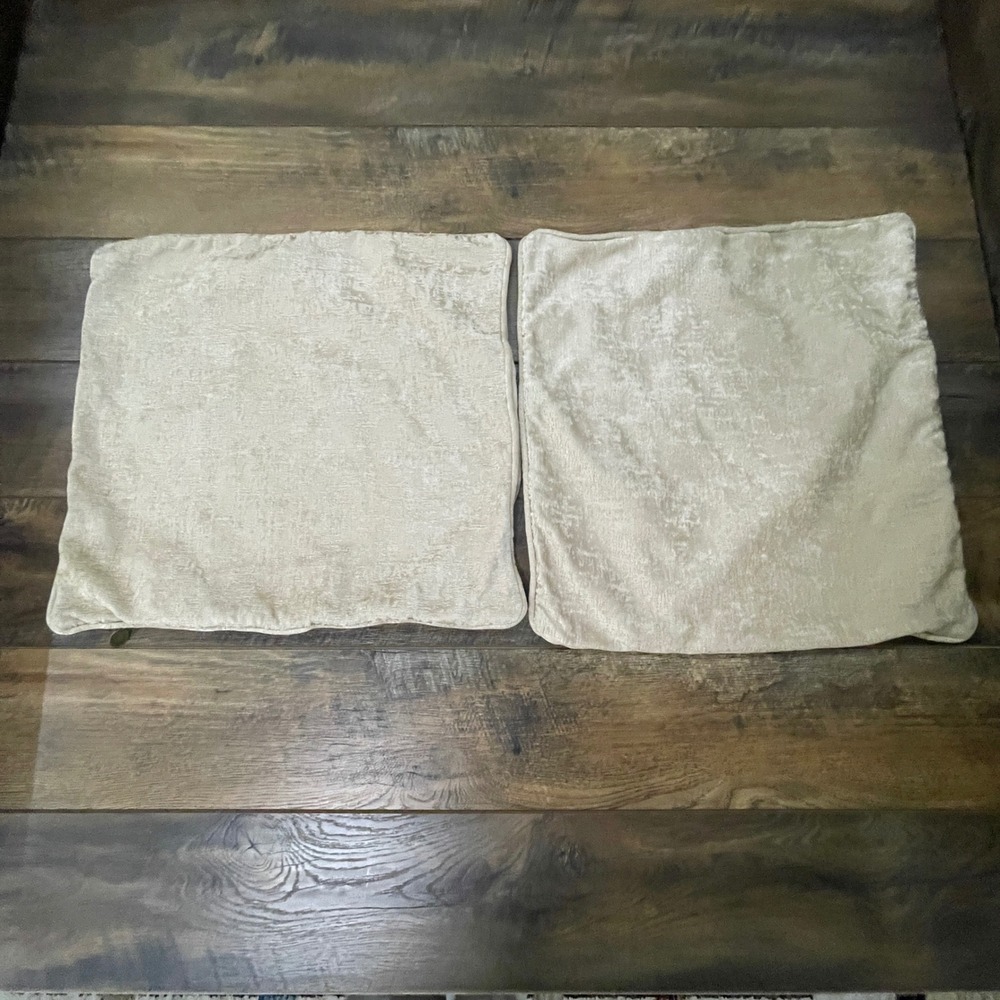 Pier 1 Imports Chenille Throw Pillow Covers Set of 2 Champagne Beige 18x18